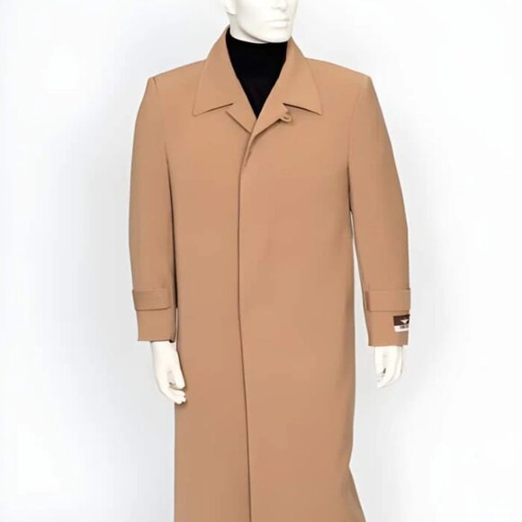 Mens Camel 4 Buttons Full Length All Weather Coat Duster...